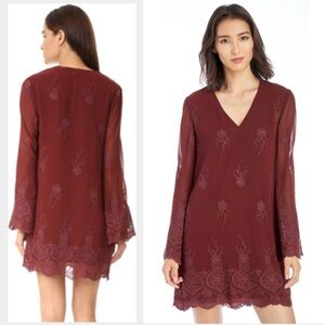 Wayf Halifax Embroidered Bell Sleeve Shift Dress